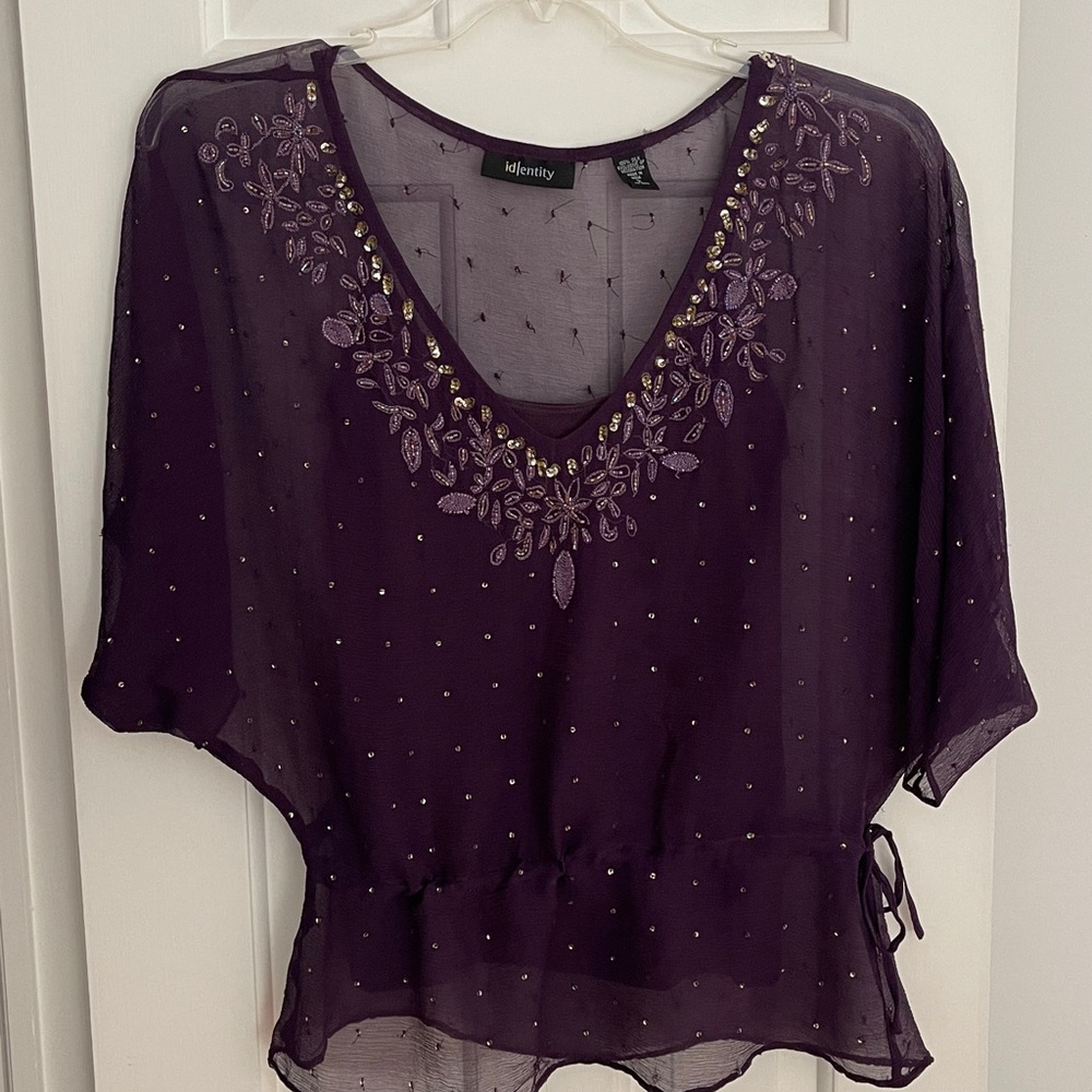 Infinity Purple Sheer silk top with tank top